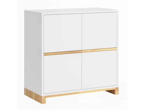 DEERHORN® Komoda z dubového dreva so štyrmi dvierkami biela